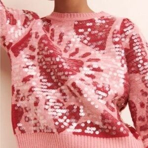 FARM Rio Pink and Red Sequin Sweater